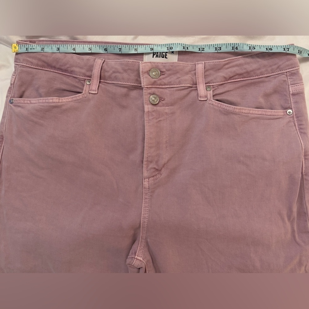 Paige Cindy straight jeans, high rise, raw hem, faded rose color, size 33 - Picture 7 of 12